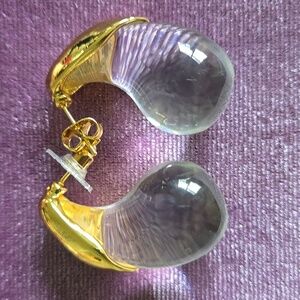Elegant Gold and Clear Resin Designer Drop Earrings Designer Vibes